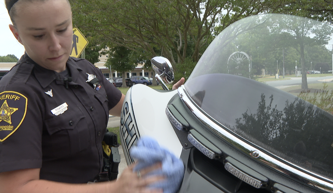 Female deputy is first woman to pass difficult motorcycle certification in Chesapeake