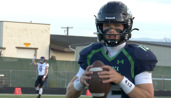 Jackson Presley warms up before game against Sentinel, Kalispell