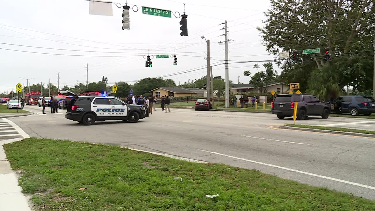 Crash after police chase at LA Kirksey Street and Australian Avenue in West Palm Beach, Jan. 18, 2024