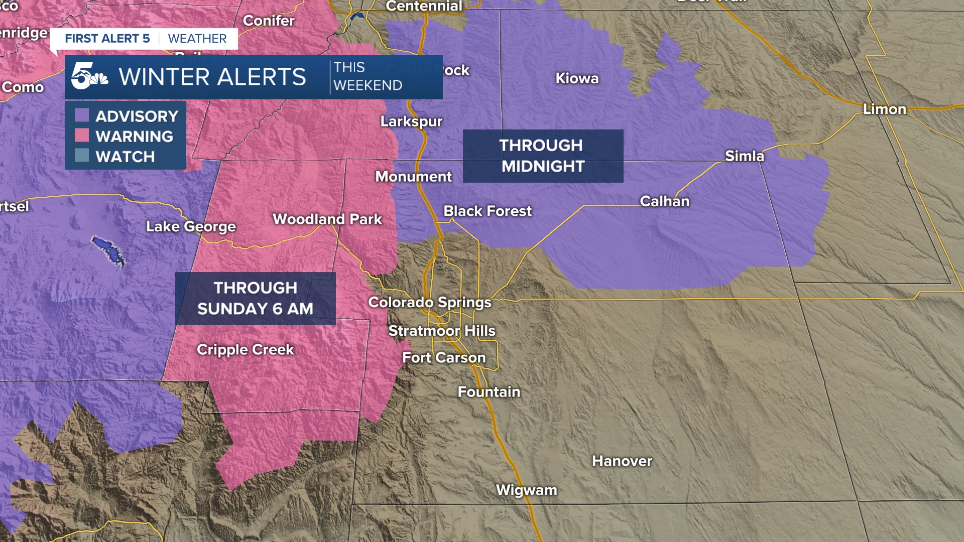 Winter Storm Alerts in southern Colorado on 4/27/24