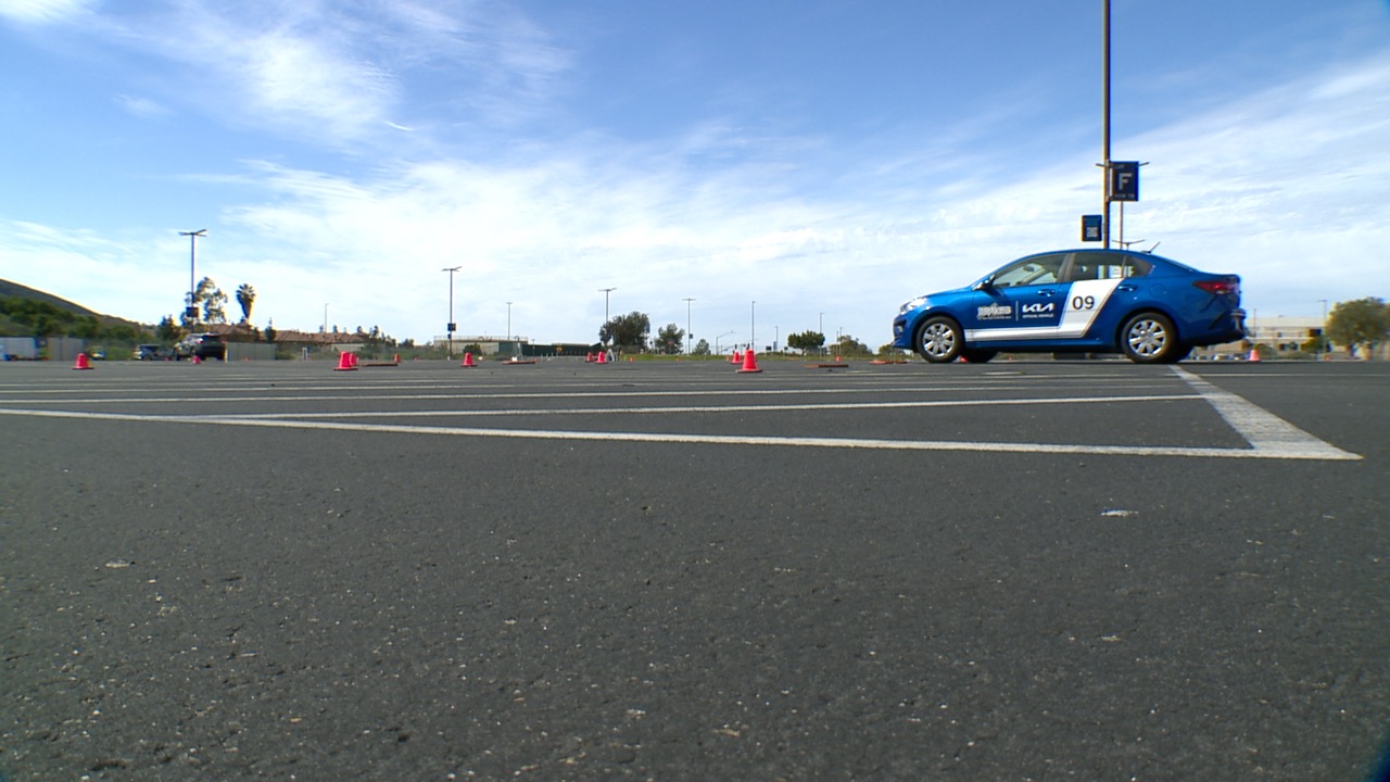 Teen drivers get to practice emergency scenarios at the B.R.A.K.E.S teen driving class.