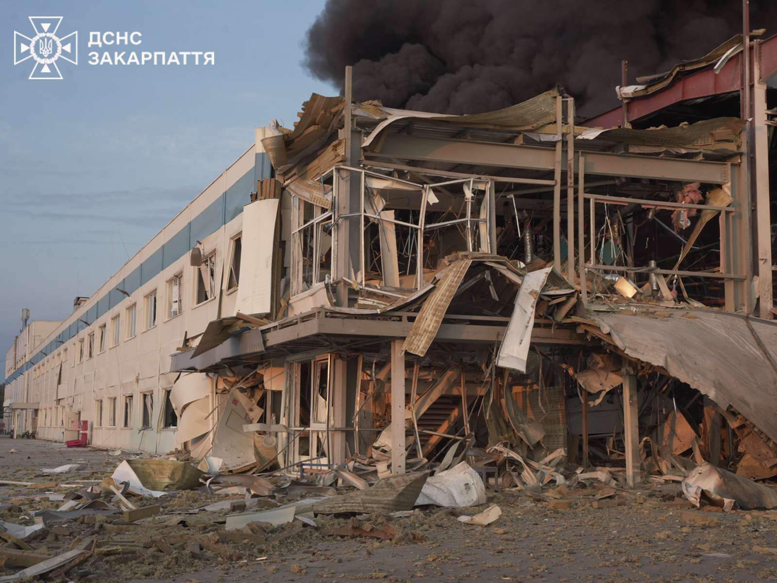 A damaged building in Ukraine.