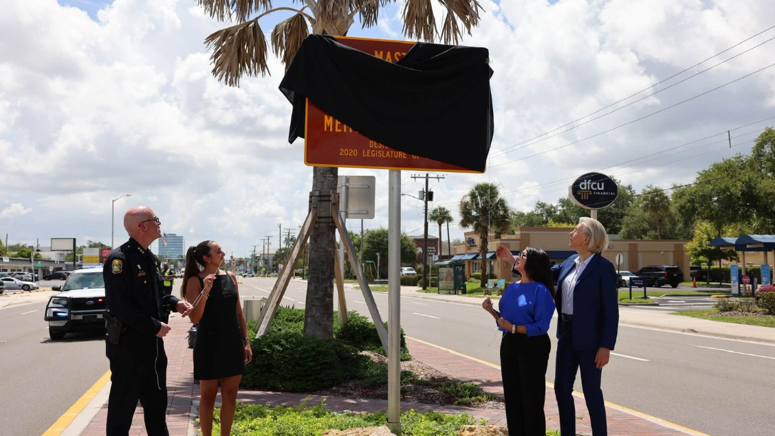 Rededication of memorial sign for fallen Tampa master police officer Lois Marrero