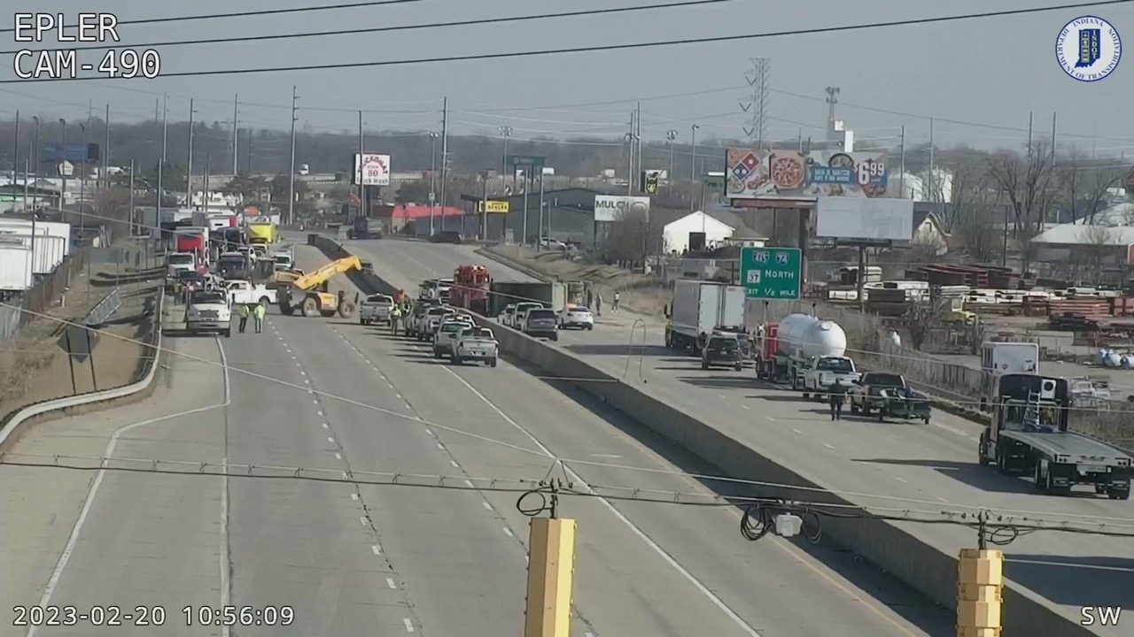 Overturned dump truck shuts down highway in Indiana