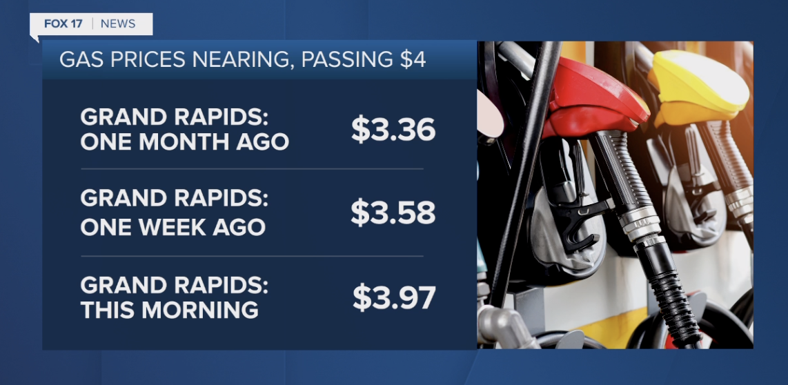 Average gas prices as of Monday morning