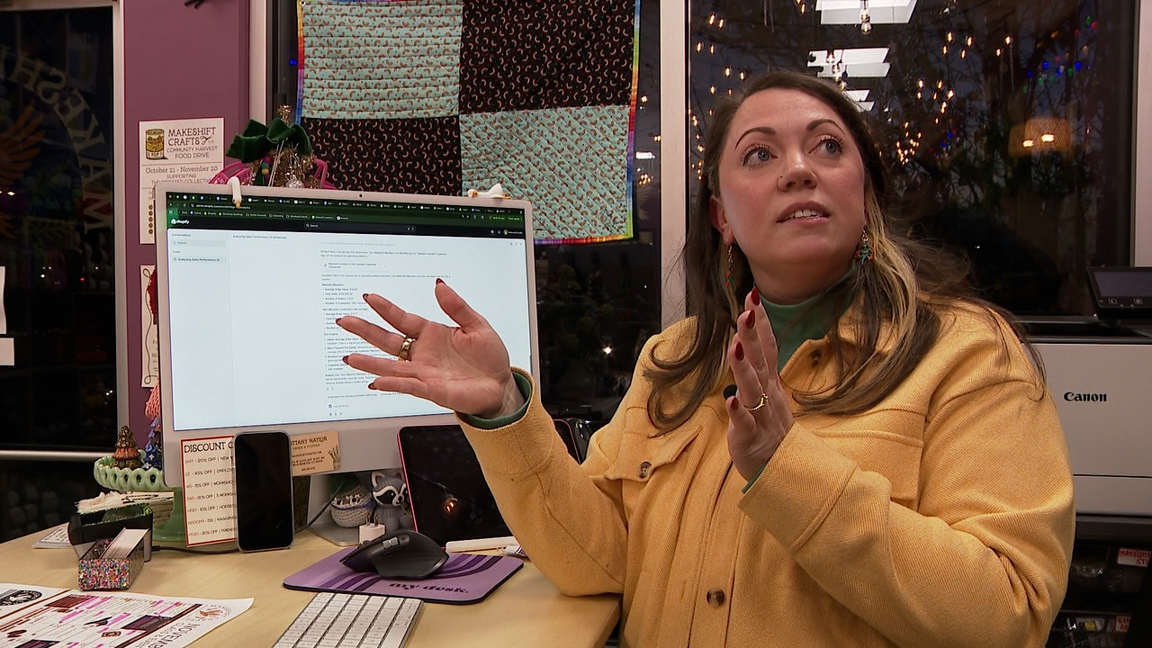 Brittany Naylor works at her computer at Makeshift Crafts in Westminster.