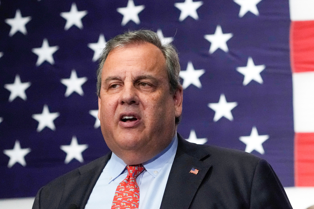 FILE - Republican presidential candidate former New Jersey Gov. Chris Christie speaks during a gathering, June 6, 2023, in Manchester, N.H.
