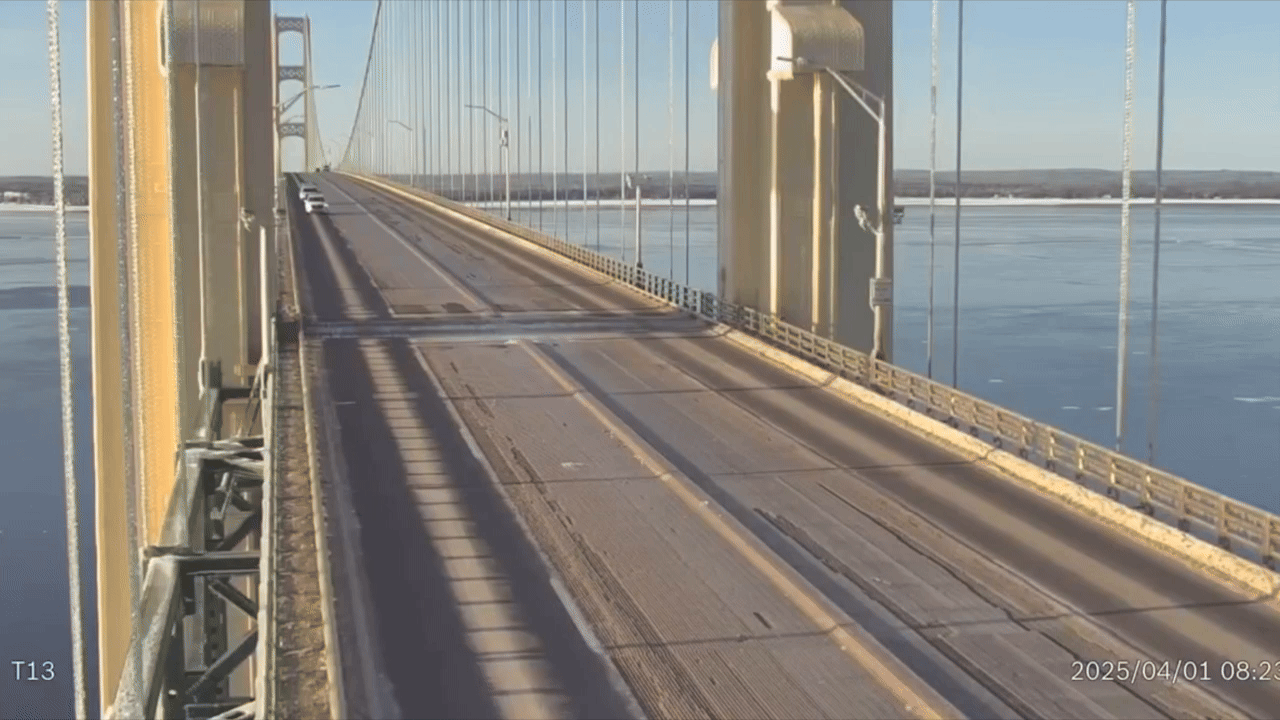Mackinac Bridge falling ice.gif