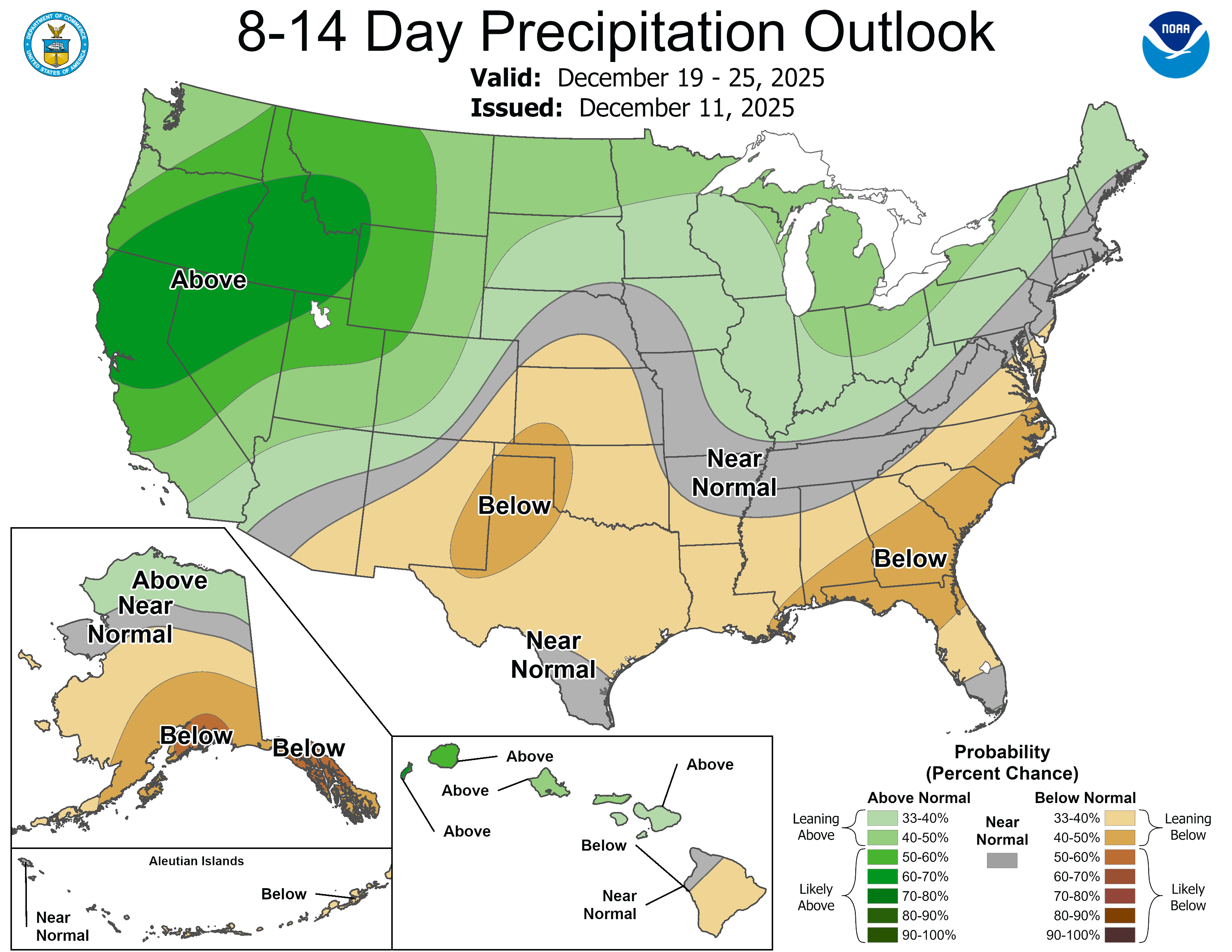 Precipitation outlook Christmas 2025