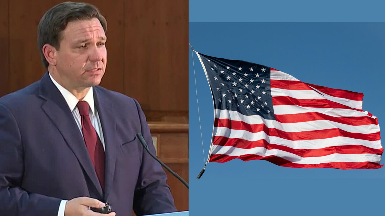 Gov. Ron DeSantis, US flag