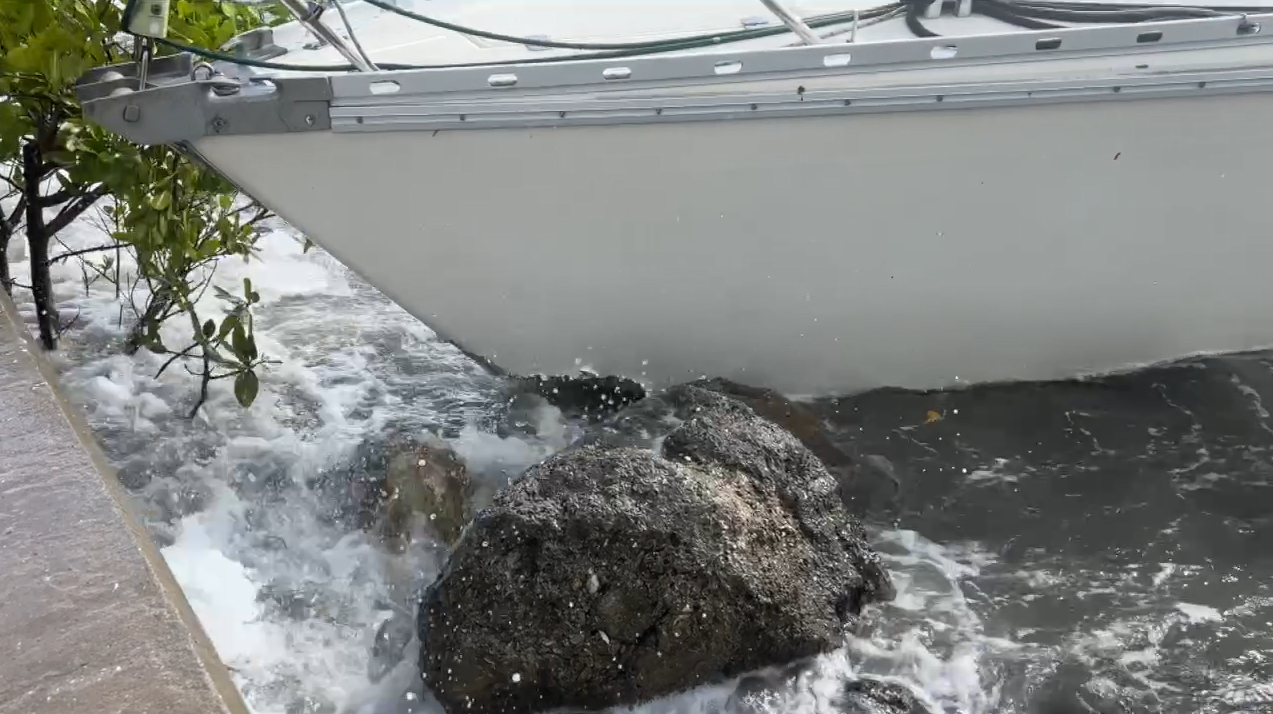 A Nov. 17, 2023 photo of a boat that had broken free of its mooring near the Jensen Beach Causeway.PNG