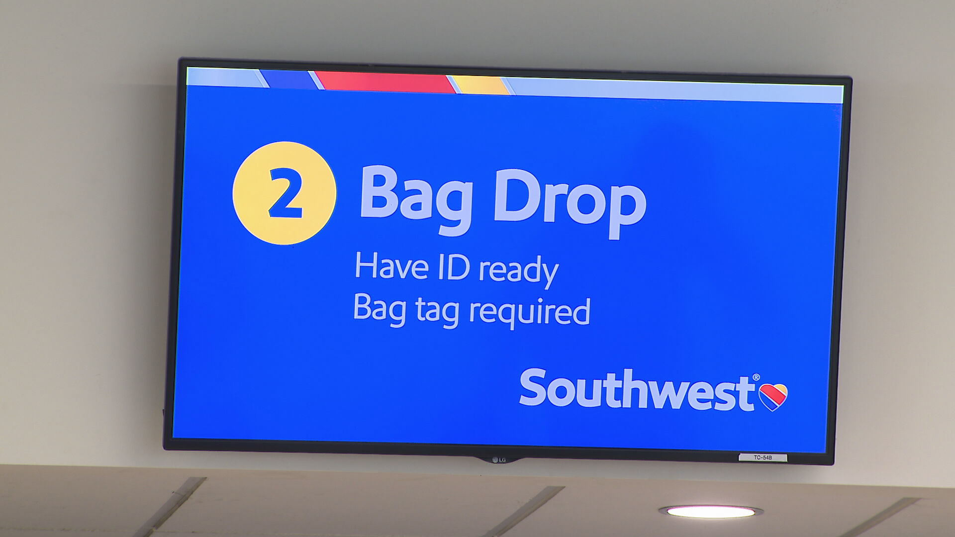 Southwest Bag Drop sign
