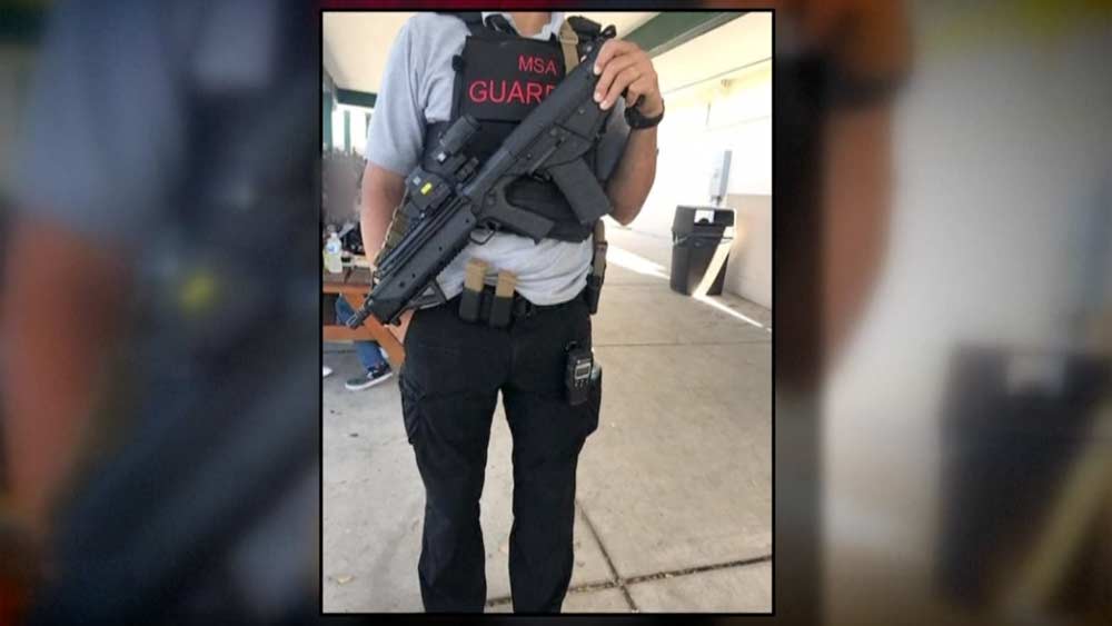 Armed guard at Manatee School For the Arts in Palmetto, Florida