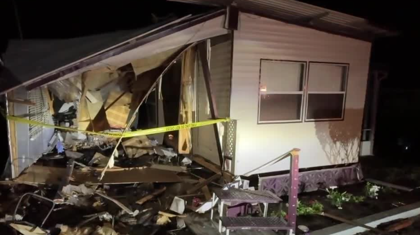 Car crashed into mobile home