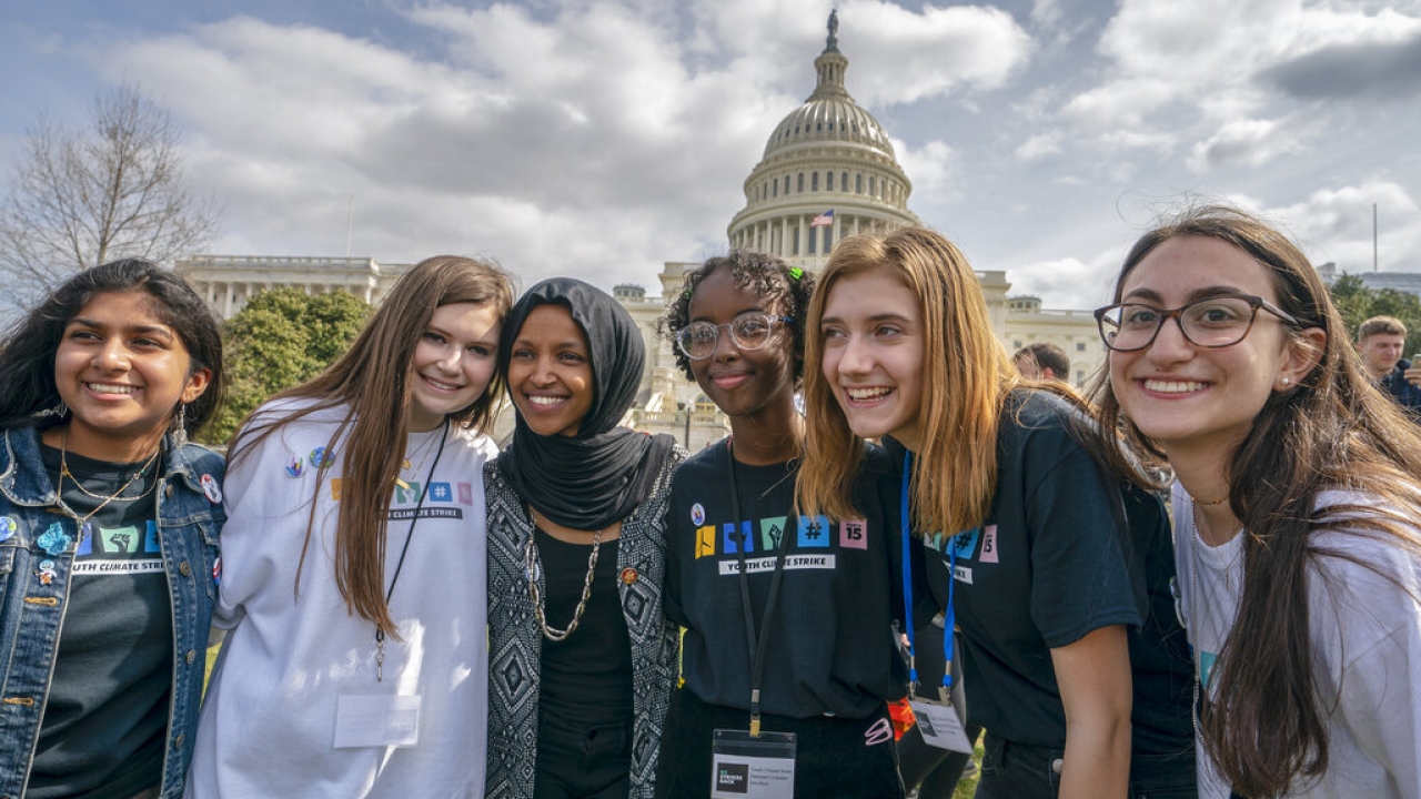 Rep. Ilhan Omar of Minnesota, with her daughter, 16-year-old Isra Hirsi.