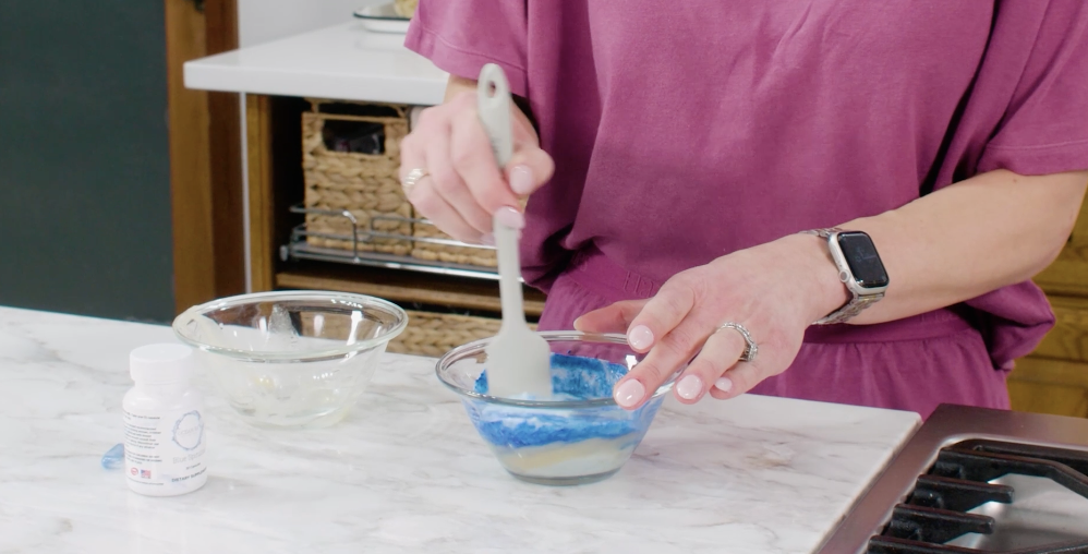 Jessica DeLuise, PA-C, makes a DIY face mask.
