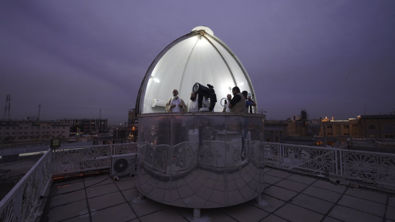 Shiites observe the crescent moon to determine the start of the tenth Islamic month of Shawwal.