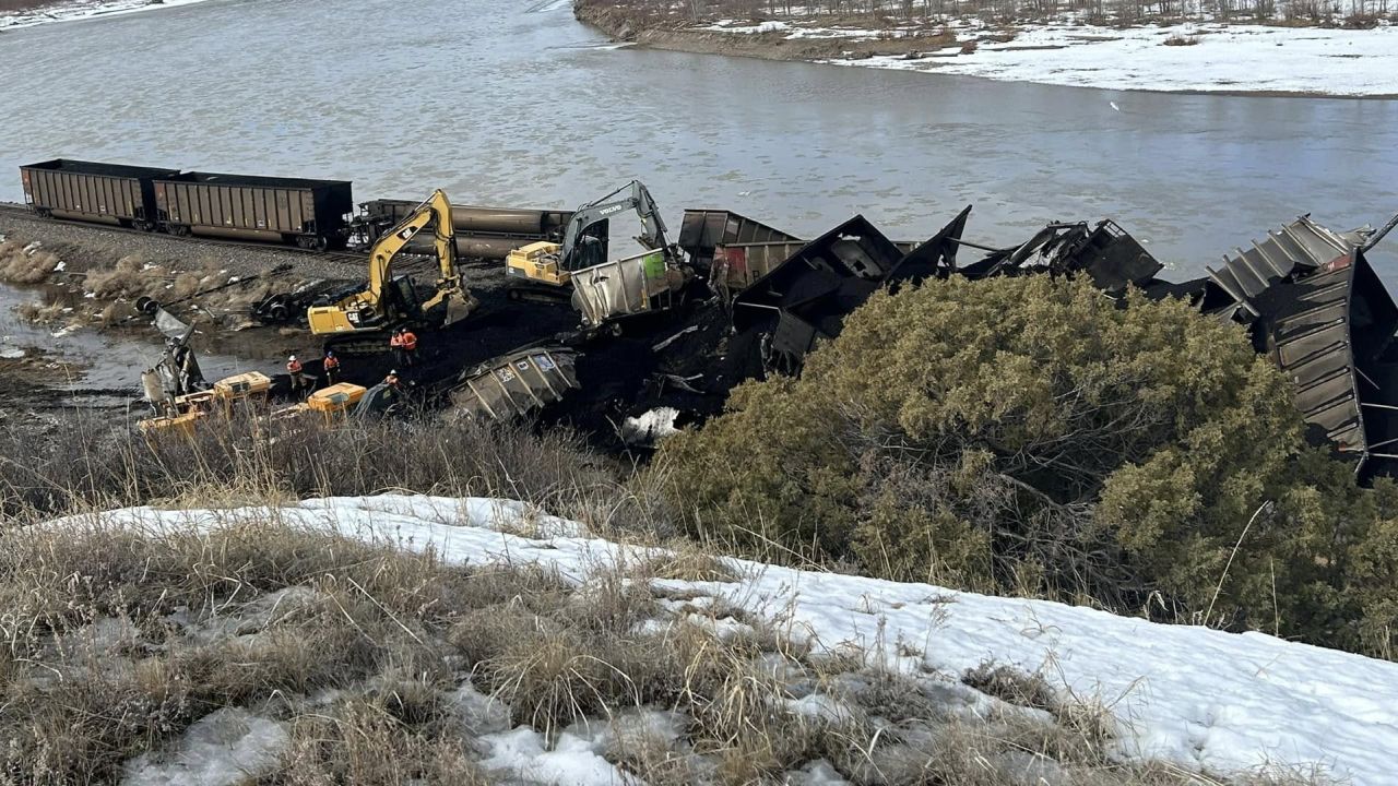 A train hauling coal derailed in Custer County on Monday, February 24, 2025. 