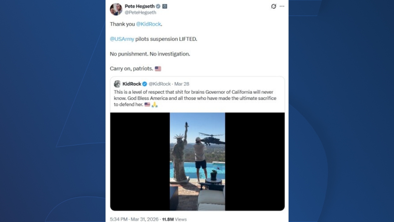 Social media post by Defense Secretary Pete Hegseth