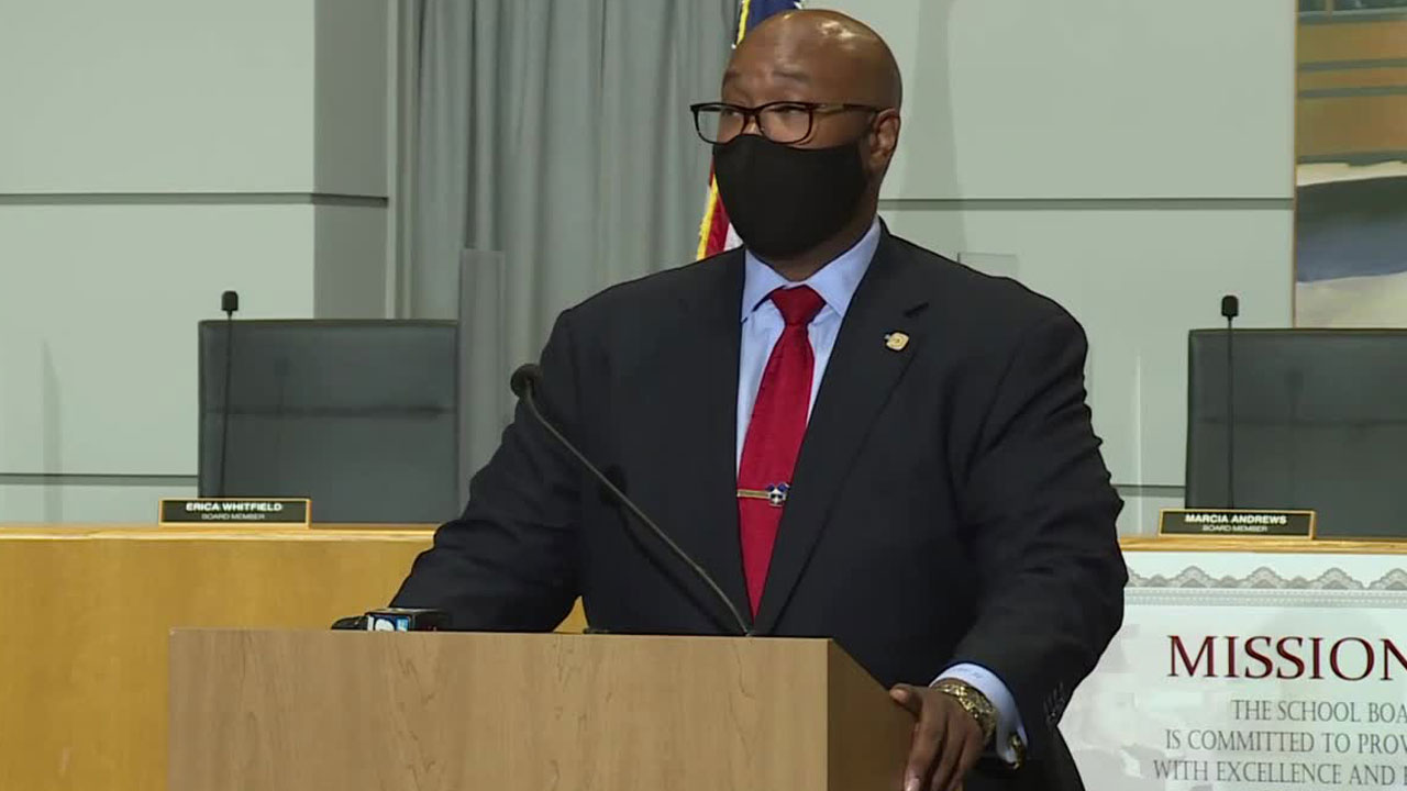 Dr. Donald Fennoy speaks at an April 15, 2021 fall semester update