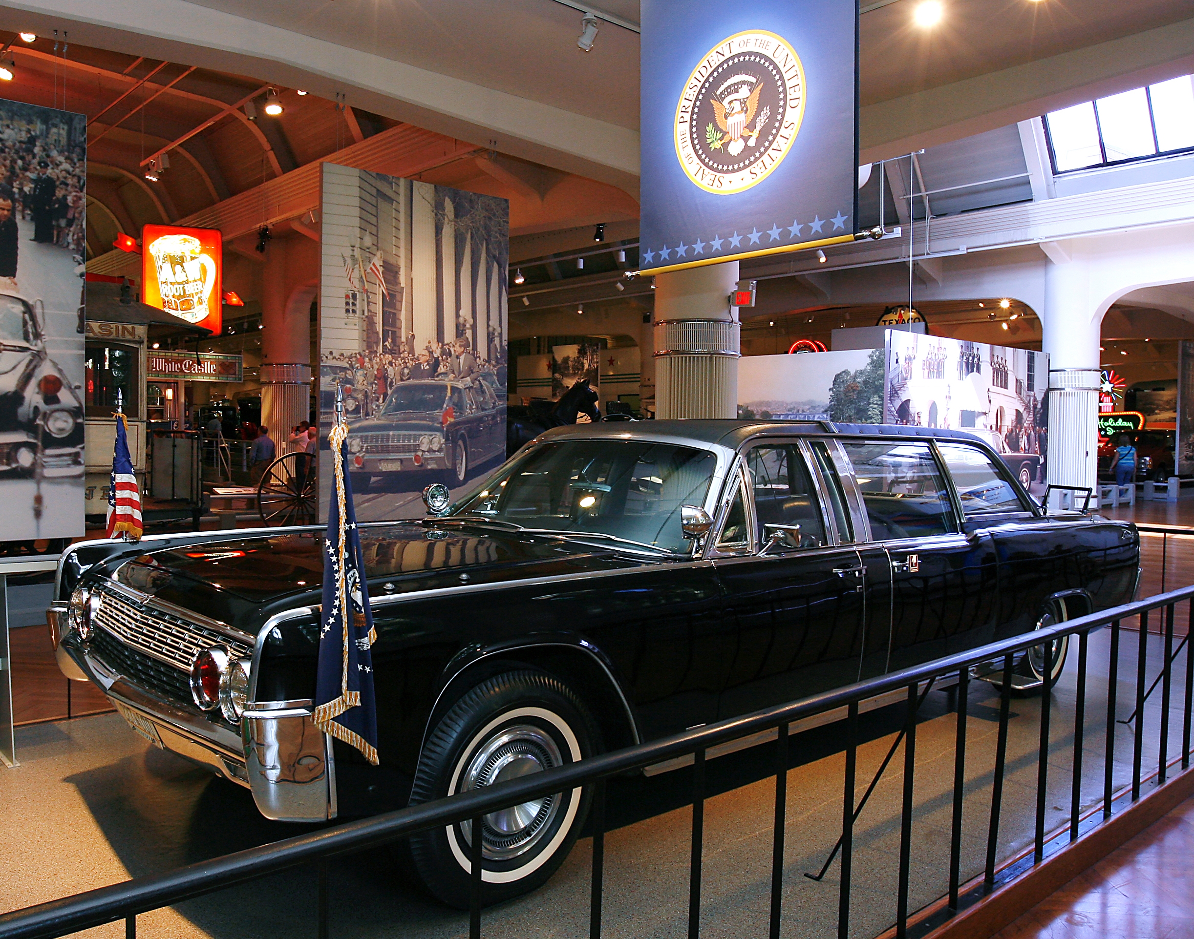 John F. Kennedy limousine inside Henry Ford Museum