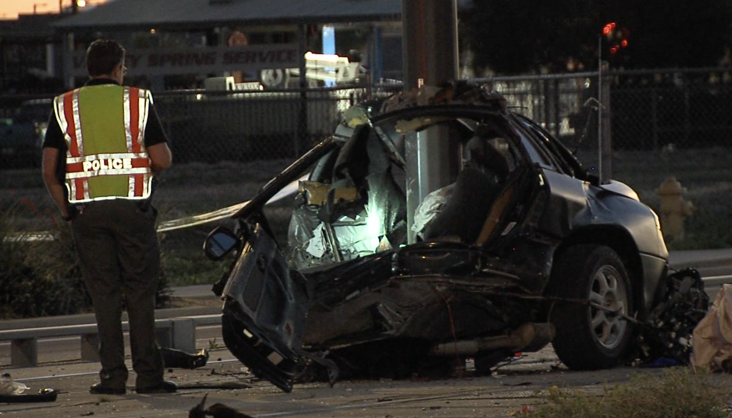 Man crashes into light rail pole