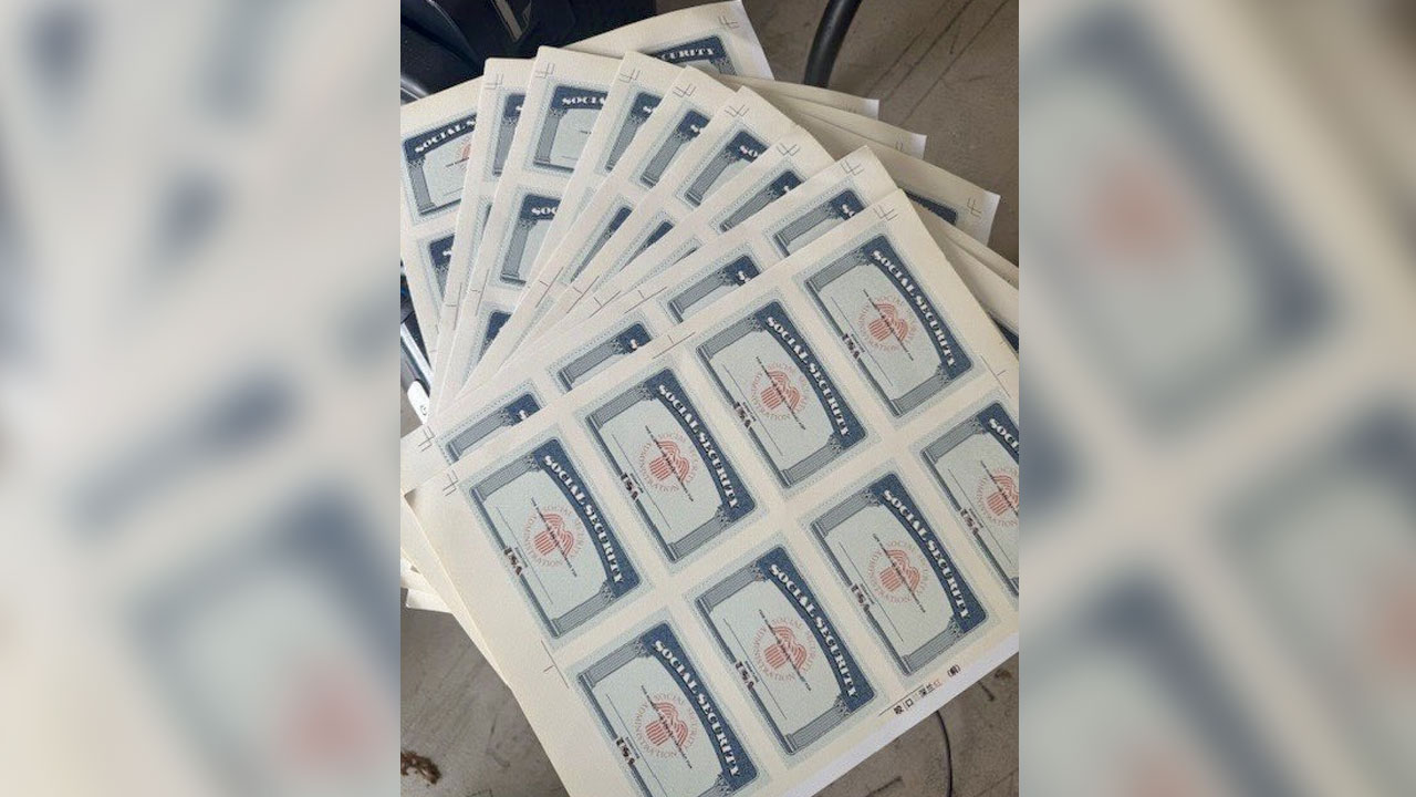 Police said their investigation began on a tip from the Department of Homeland Security who intercepted a package containing multiple sheets of blank Social Security cards.