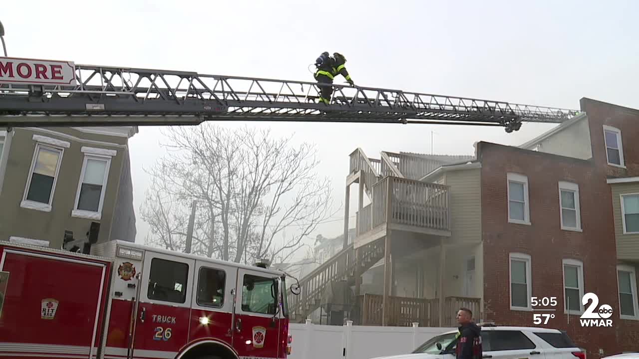 East Baltimore rowhome fire damages multiple houses and injures one