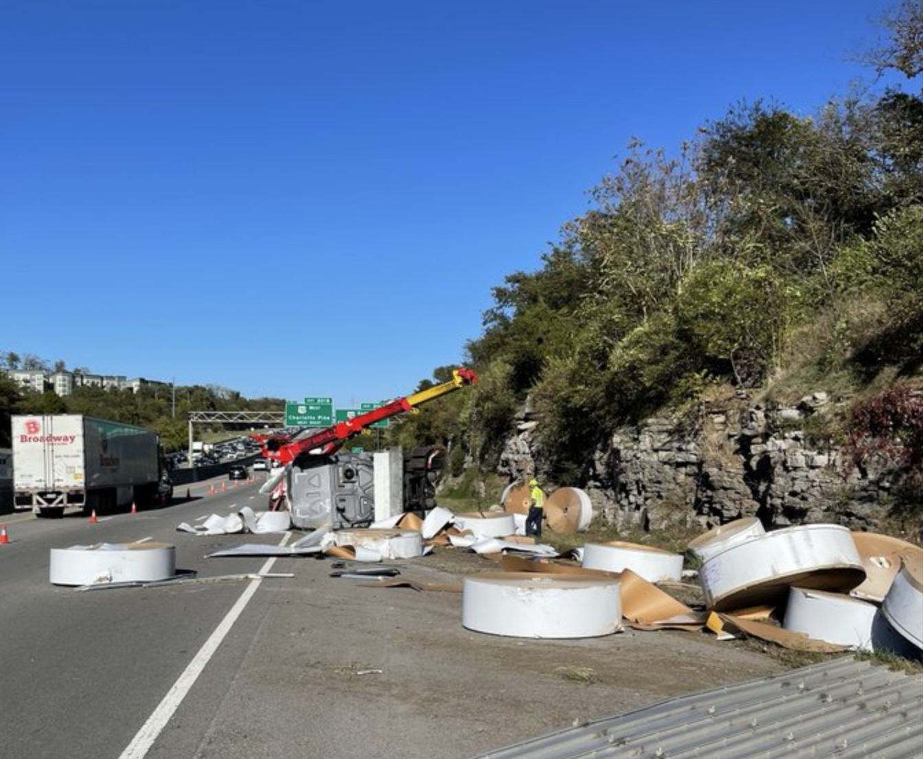 Tractor Trailer Toppled with Thousands of Pounds of Paper