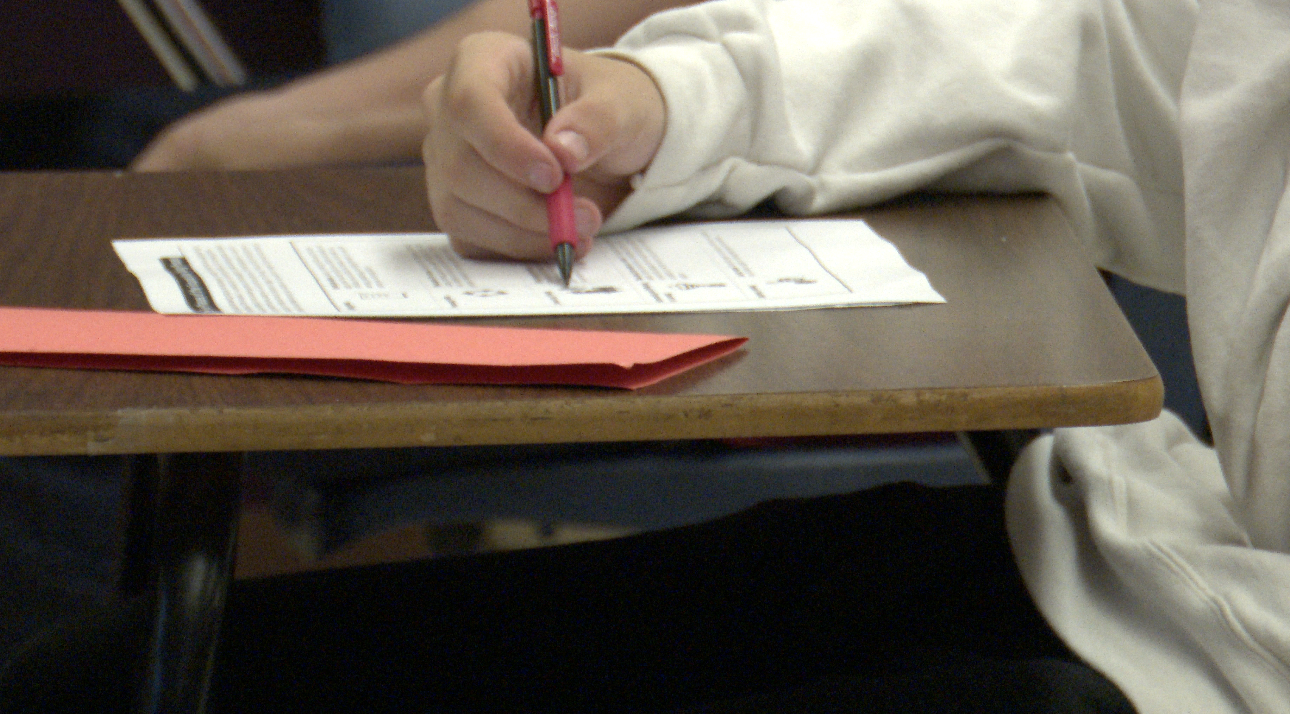High School student in class
