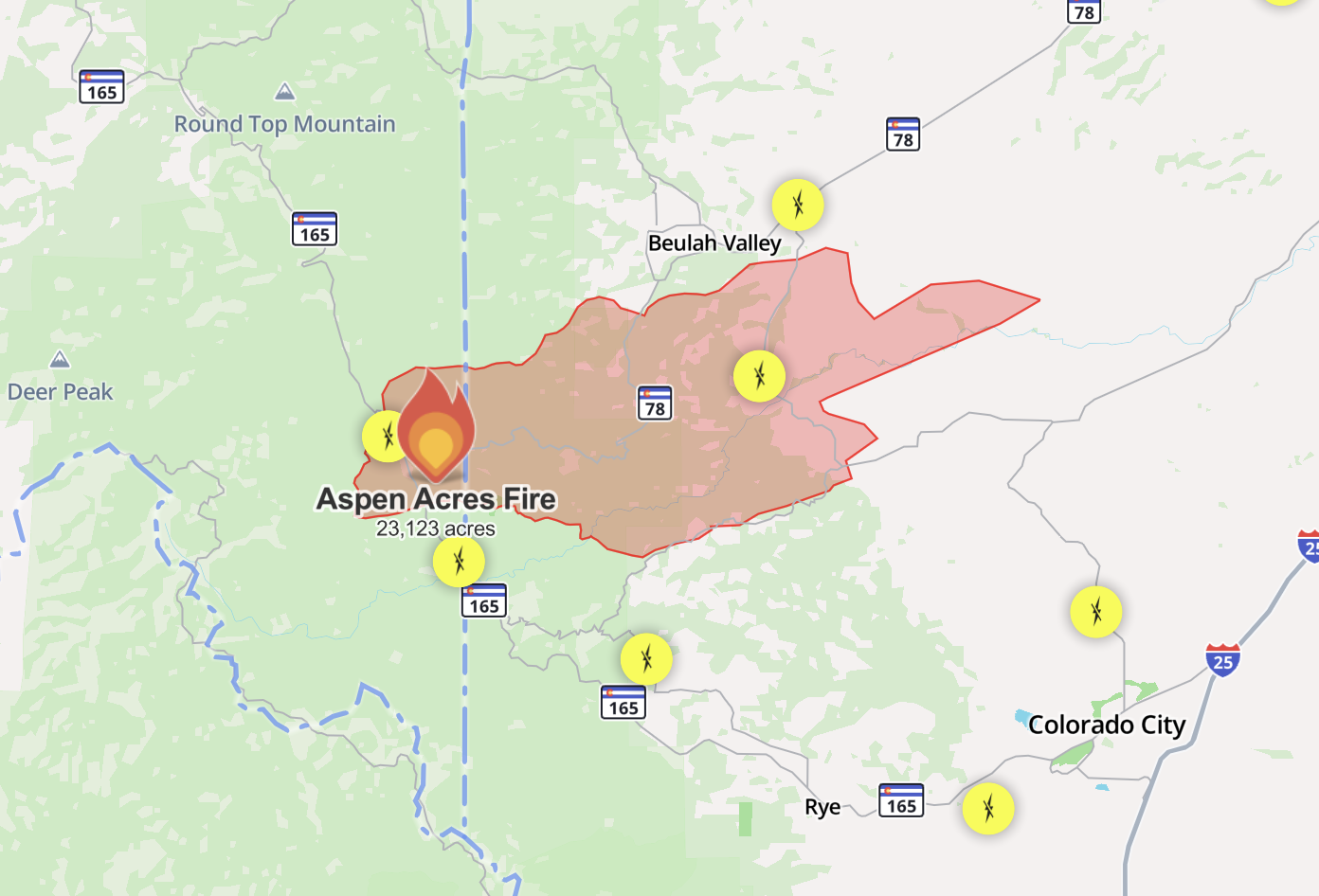 Wildfire perimeter map