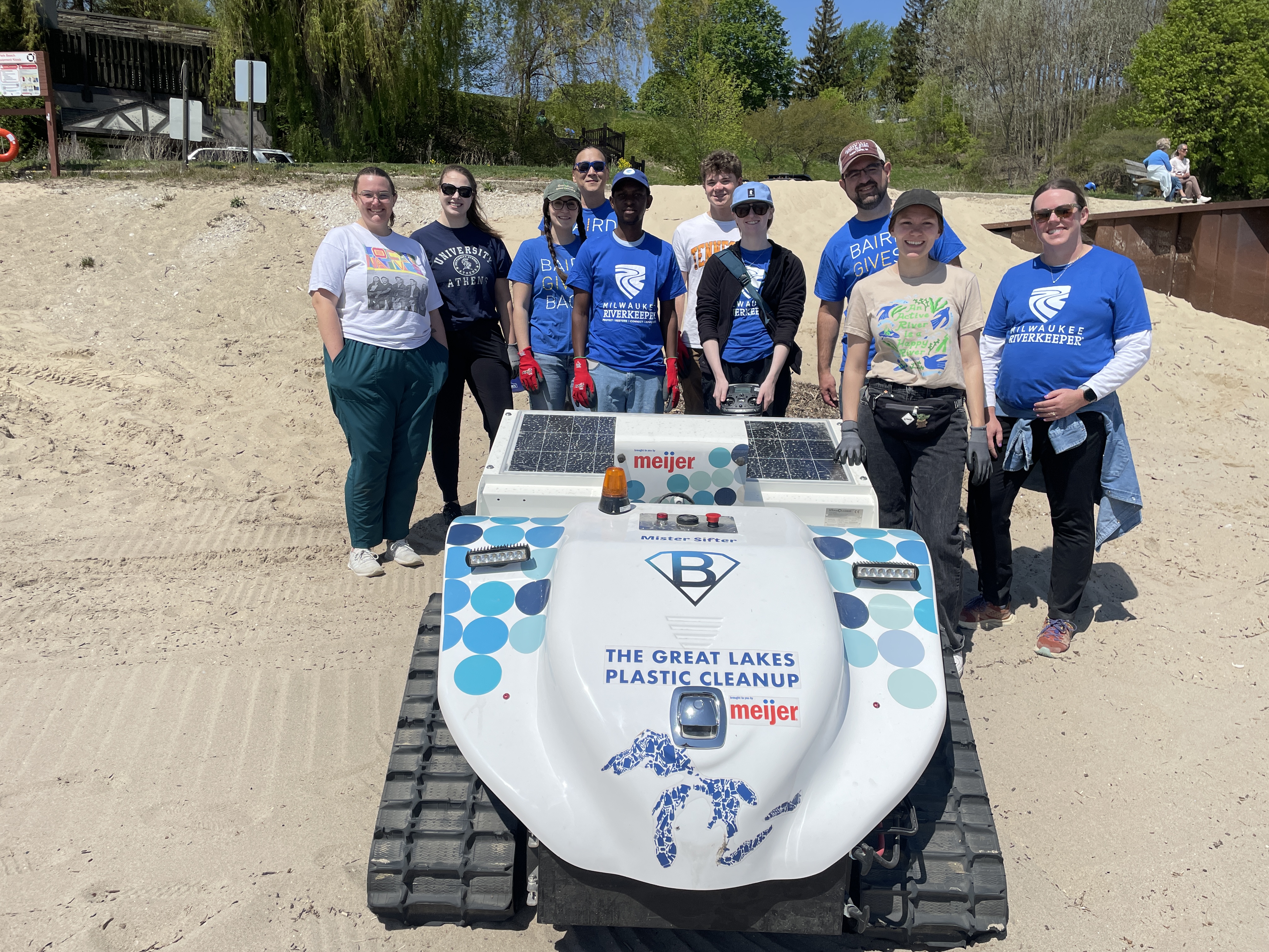 A robot nicknamed "Mister Sifter" is hitting the sand at Klode Park to pull microplastics from the beach before they reach Lake Michigan.