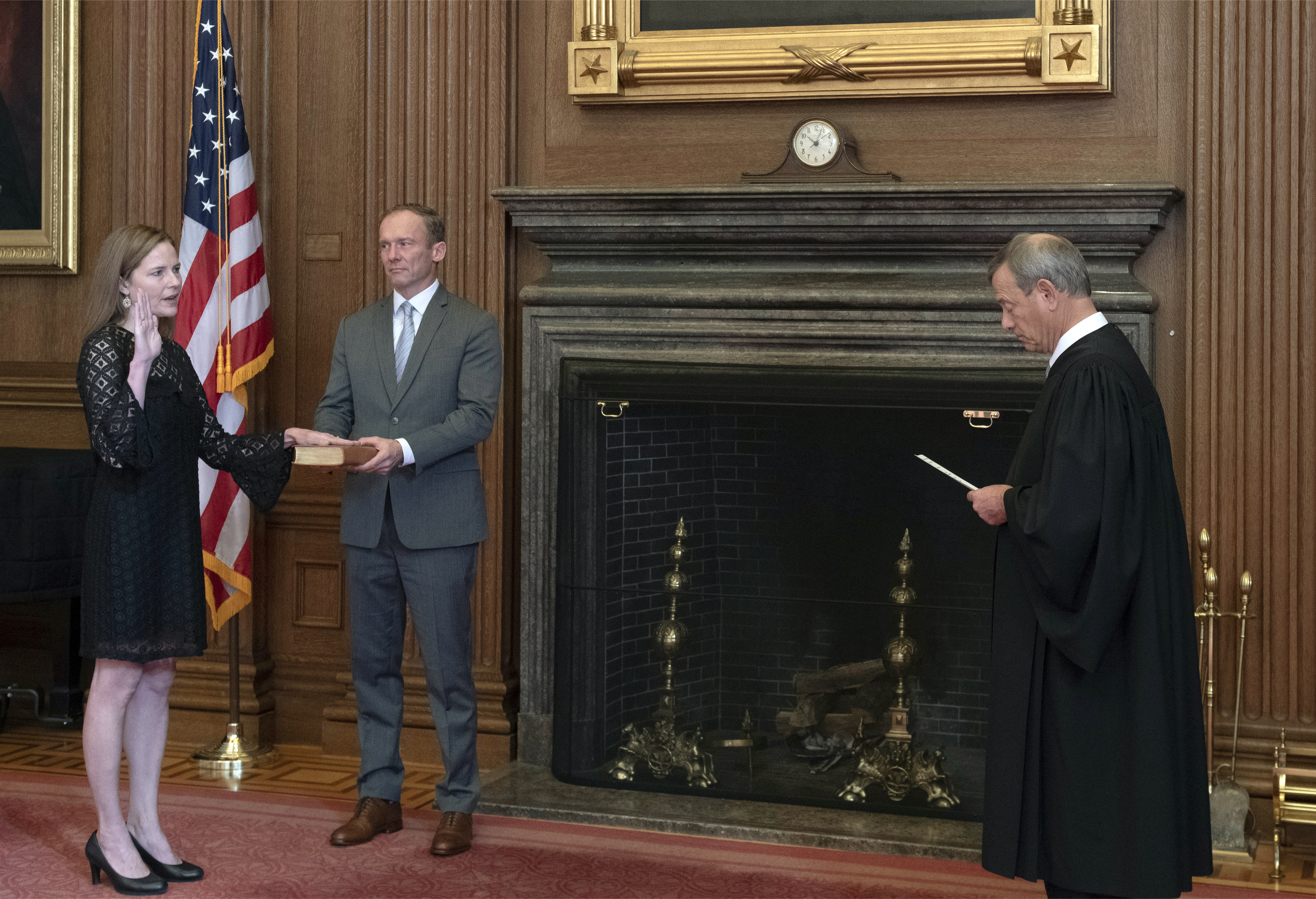 Amy Coney Barrett officially sworn in as justice as issues important to Trump await