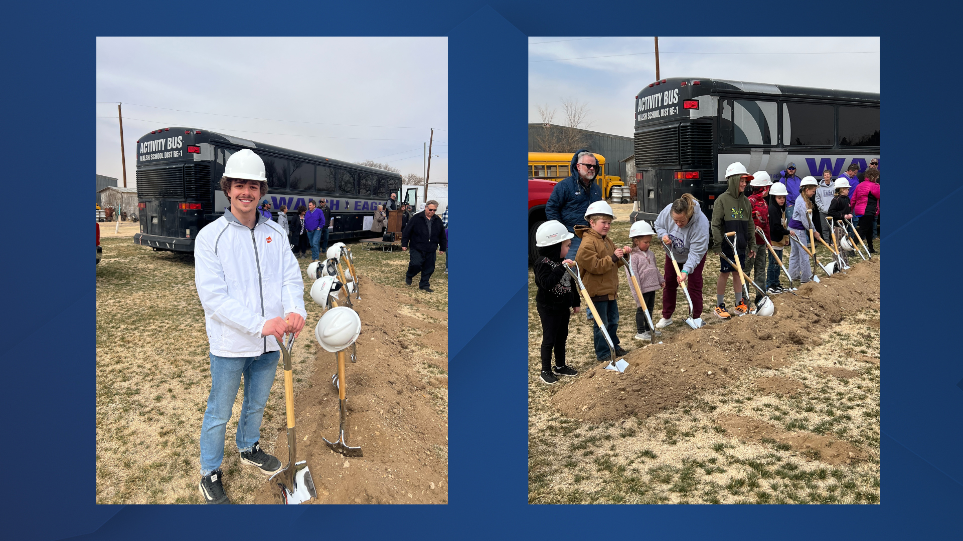 Walsh Students participating in a groundbreaking ceremony 