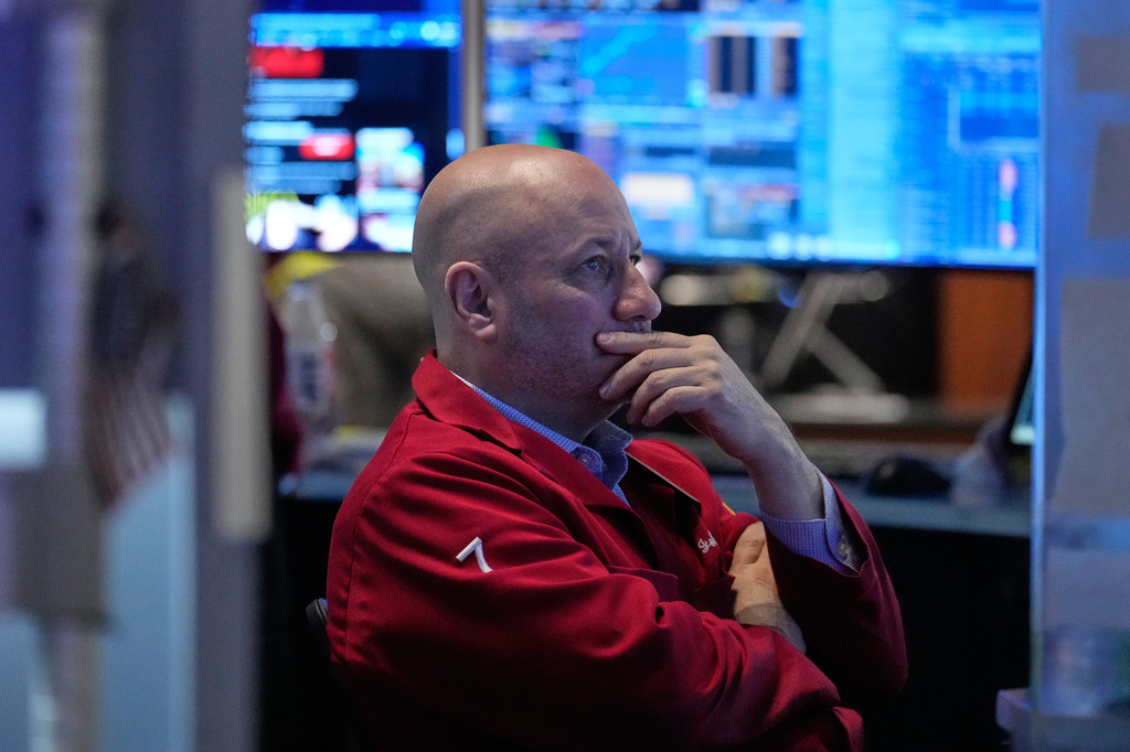 John Mauro works on the floor at the New York Stock Exchange in New York, Tuesday, April 7, 2026.