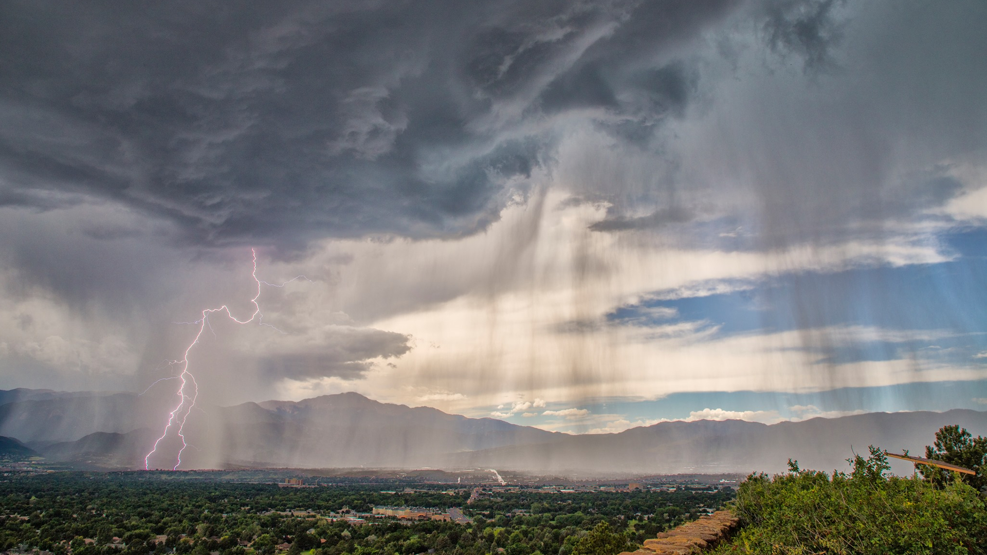 Palmer Park lightning storm over Colorado Springs