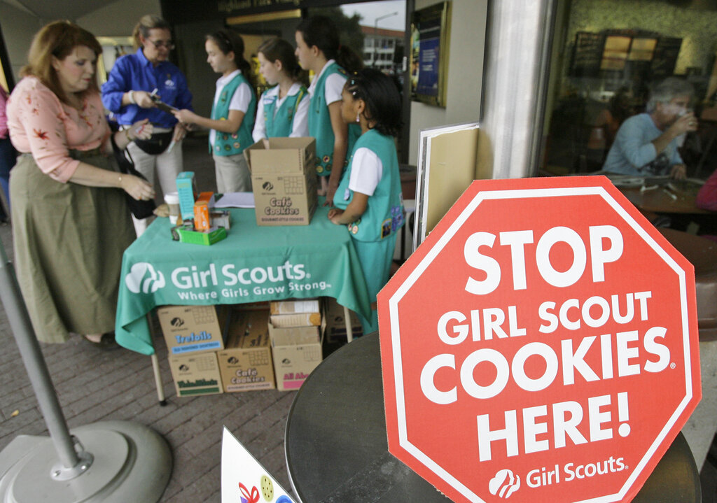 Girl Scouts from the Texas Council sell cookies