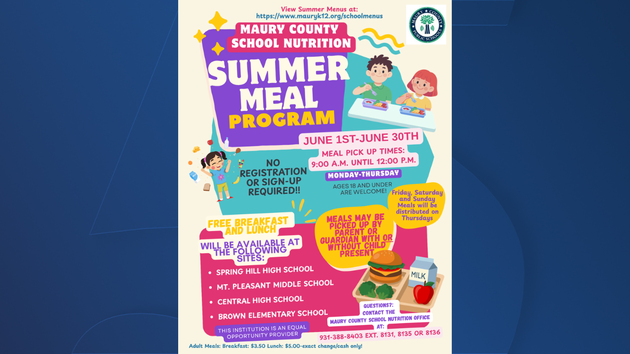 Maury County summer meal program underway through June 30