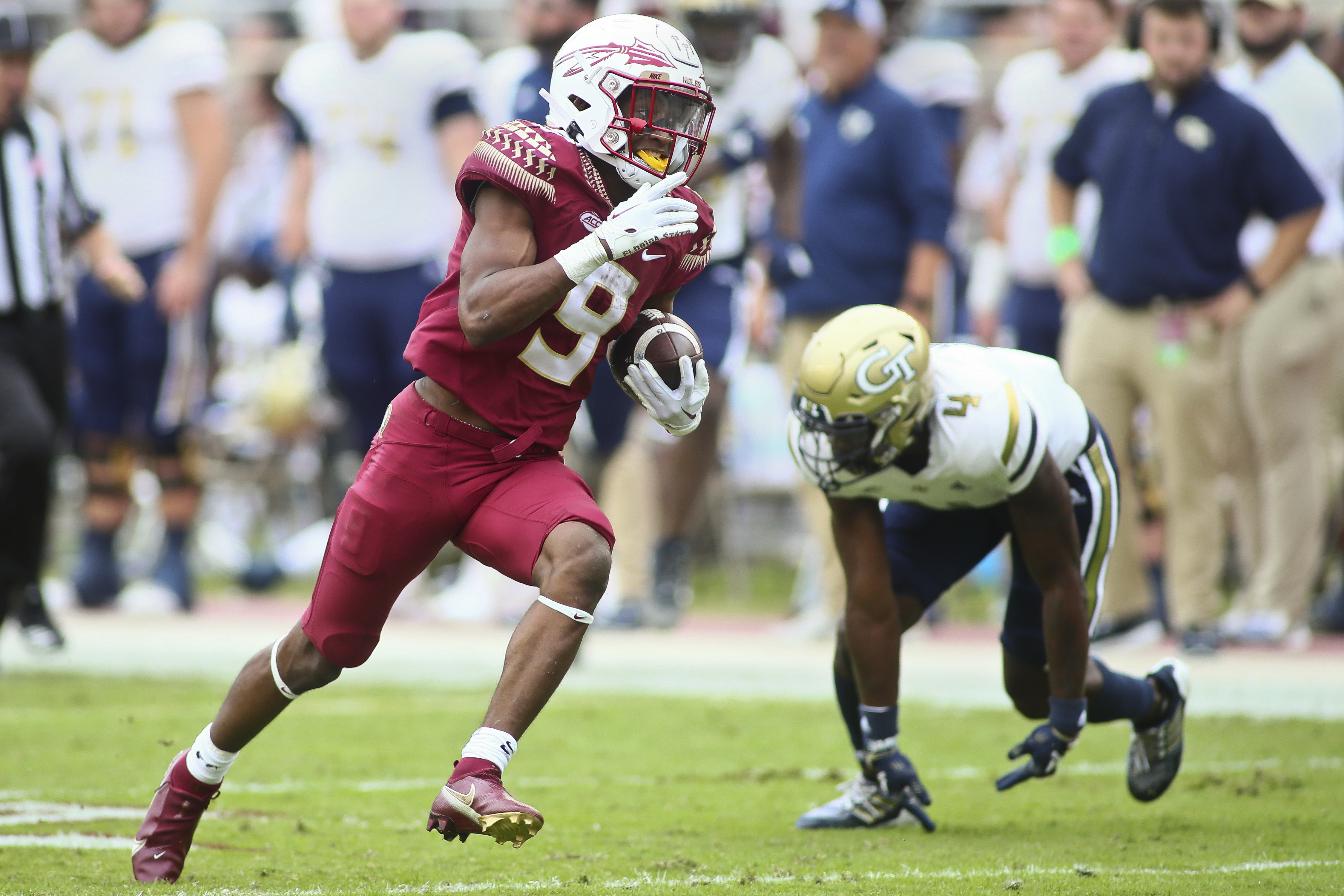 Florida State Seminoles running back Lawrance Toafili runs for TD vs. Georgia Tech Yellow Jackets, Oct. 29, 2022