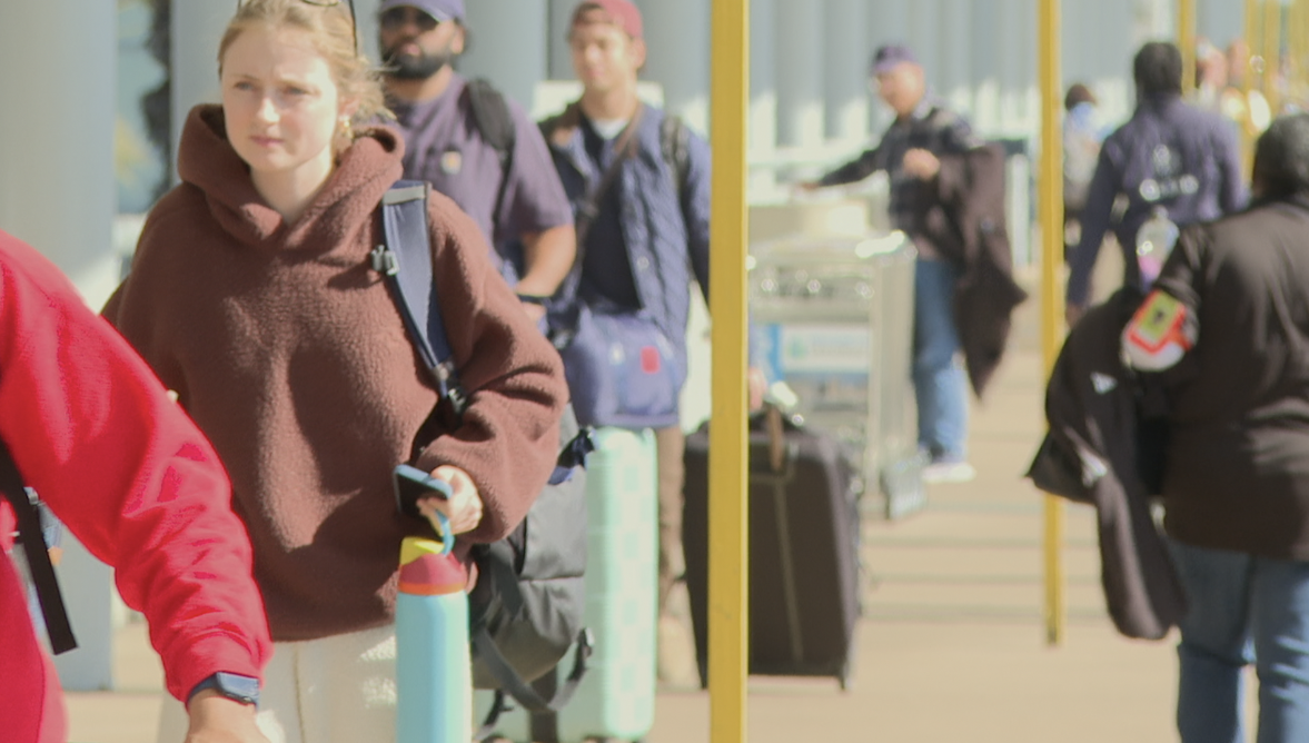 People traveling through the San Diego International Airport.