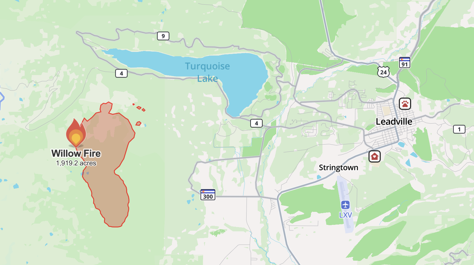 Wildfire perimeter map