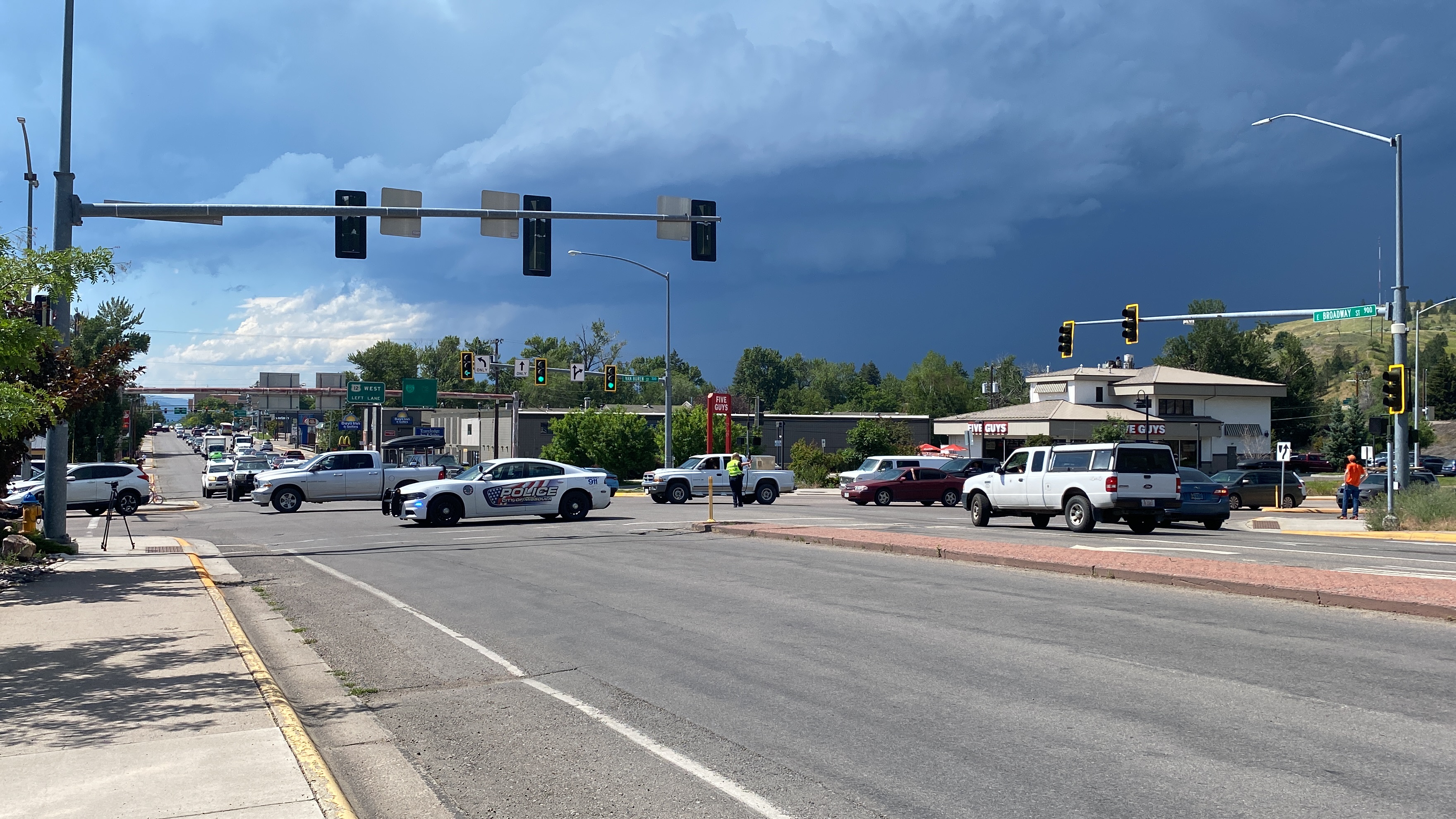 East Broadway road blocked