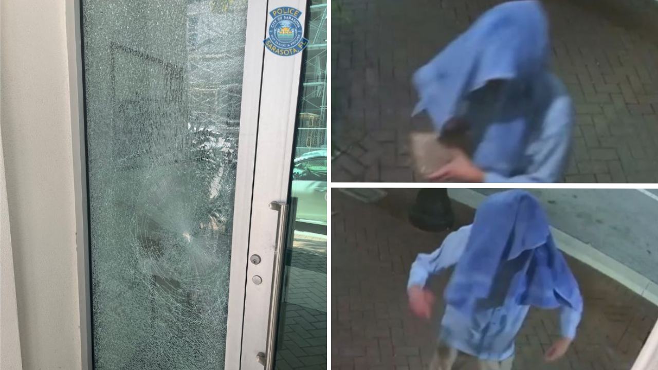 brick thrown at synagogue in Sarasota