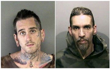 Max Harris, left, and Derick Almena at Santa Rita Jail in Alameda County, Calif.