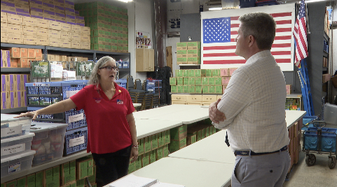 WPTV Anchor Mike Trim talks with Forgotten Soldiers Outreach Board Member Traci Caicedo