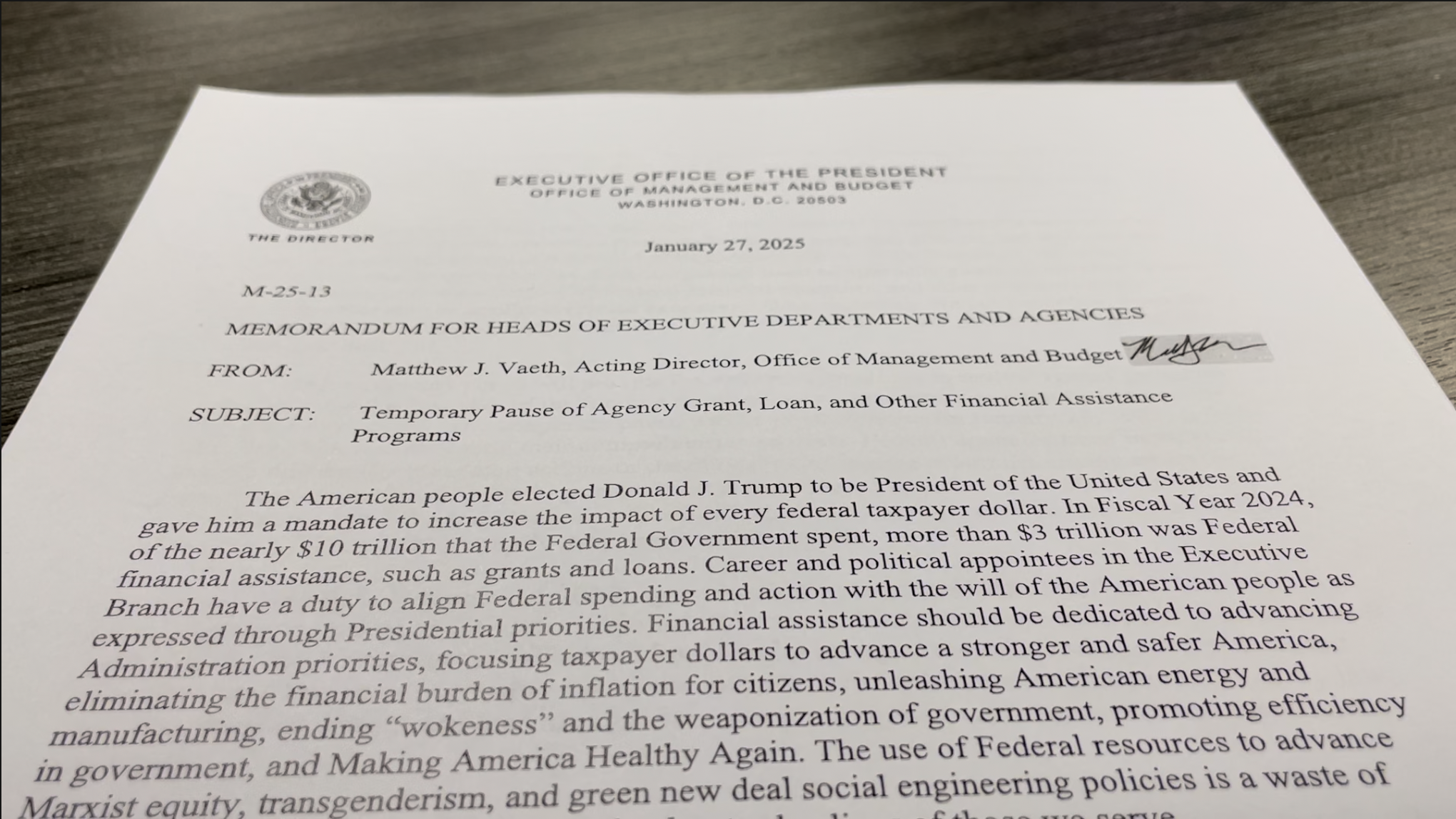 trump memo federal grants