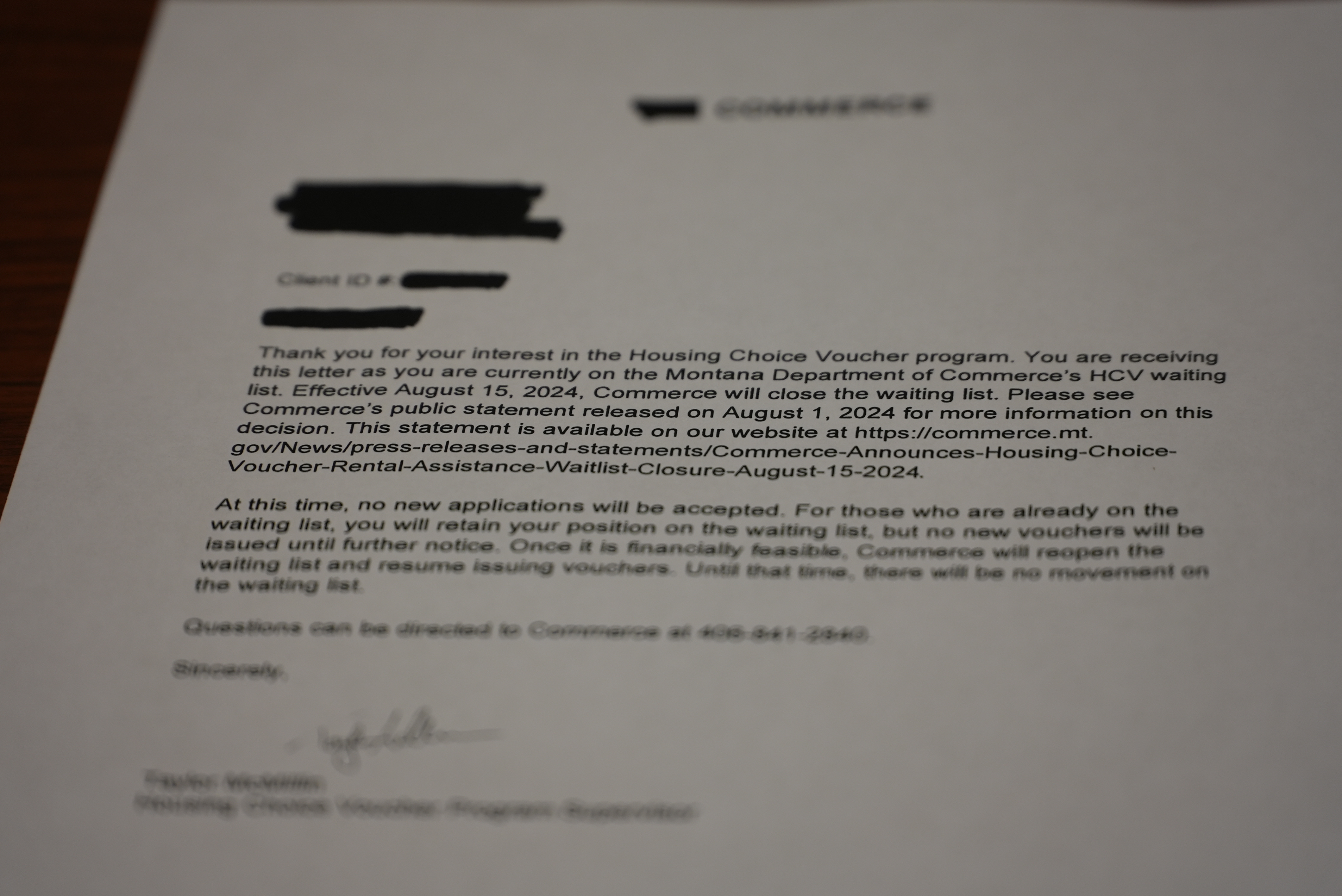 Housing Voucher Letter