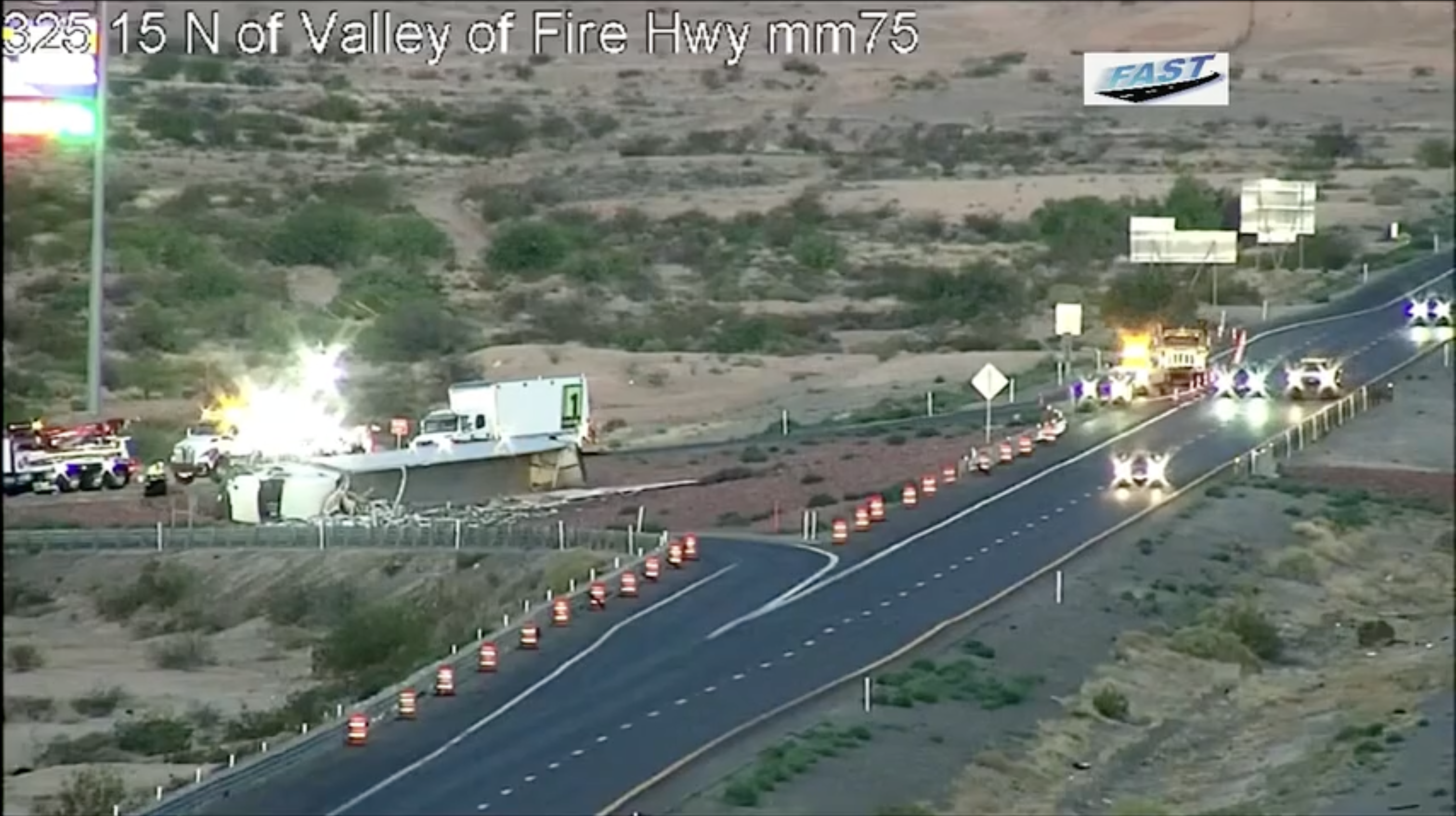 Fatal semi-truck crash on I-15 near Valley of Fire exit