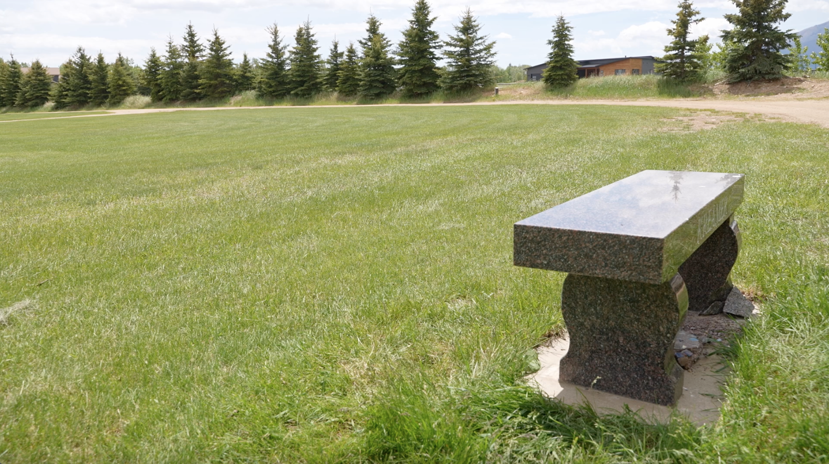 Vandalized tombstone at Red Lodge Cemetery 