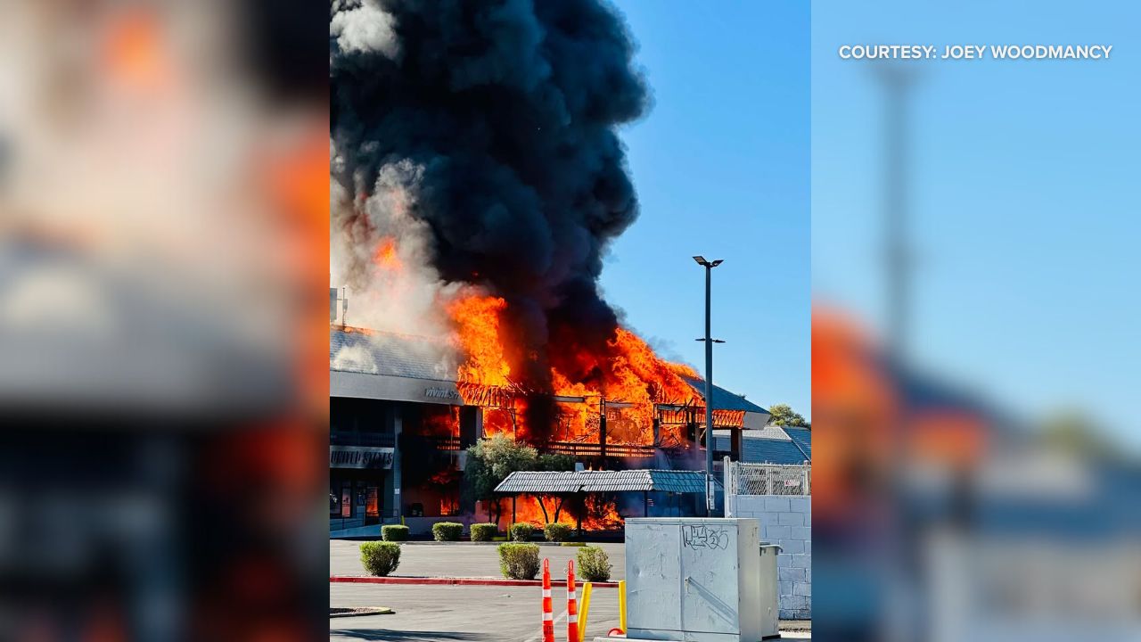 Flames from fire near UNLV